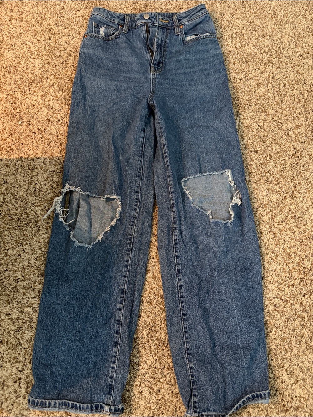 wild fable Blue Straight-Leg Distressed Jeans